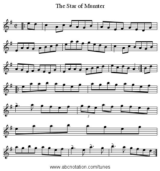 Star of Munster, The - staff notation