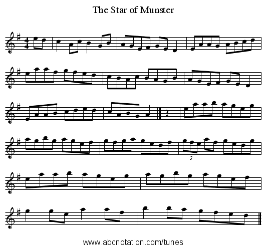 Star of Munster, The - staff notation