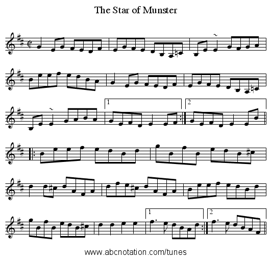 Star of Munster, The - staff notation