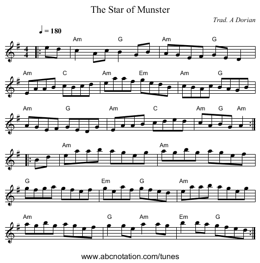 Star of Munster, The - staff notation