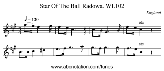 Star Of The Ball Radowa. WI.102 - staff notation
