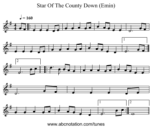 Star Of The County Down (Emin) - staff notation