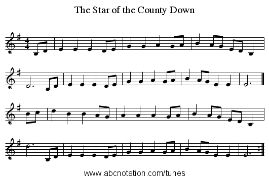 Star of the County Down, The - staff notation