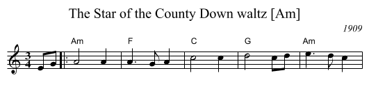 Star of the County Down waltz [Am], The  - staff notation