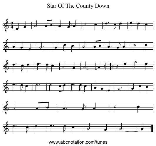 Star Of The County Down - staff notation