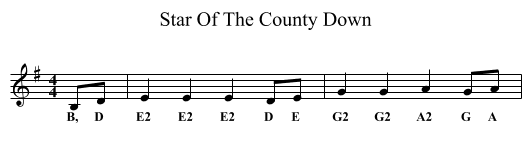 Star Of The County Down - staff notation
