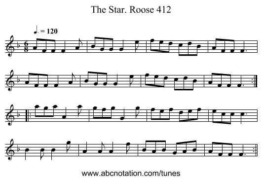 Star. Roose 412, The - staff notation