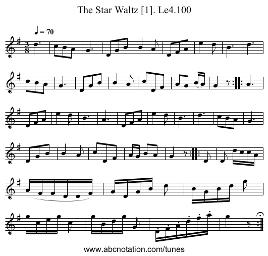 Star Waltz [1]. Le4.100, The - staff notation