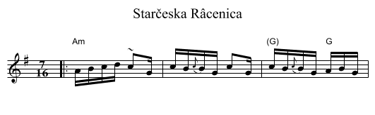 Starčeska R&acirc;cenica - staff notation