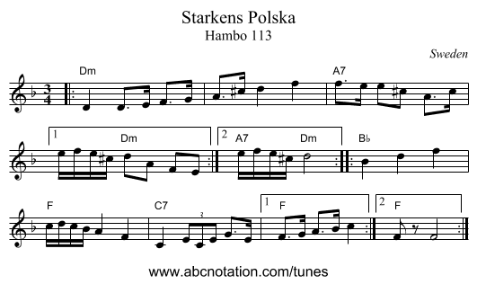 Starkens Polska - staff notation