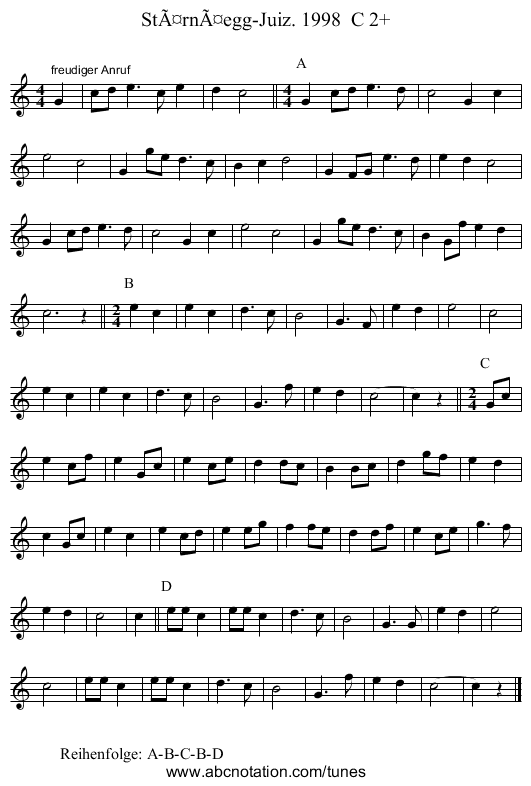 Stärnäegg-Juiz. 1998 C 2+ - staff notation
