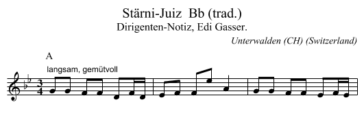 Stärni-Juiz  Bb (trad.) - staff notation