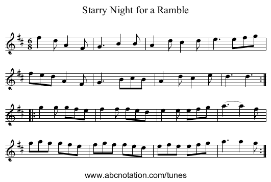 Starry Night for a Ramble - staff notation