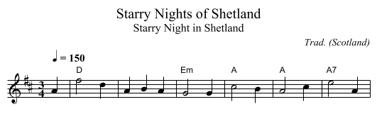 Starry Nights of Shetland - staff notation