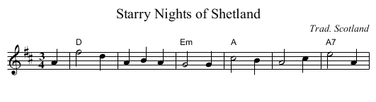 Starry Nights of Shetland - staff notation