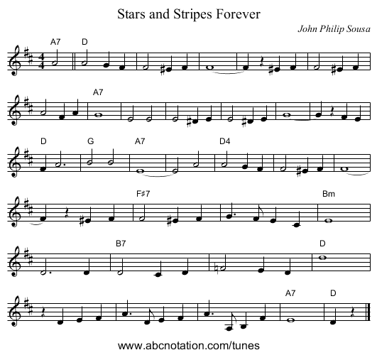 Stars and Stripes Forever - staff notation