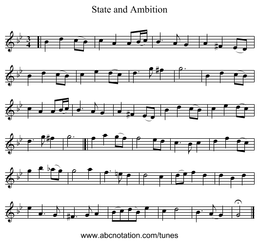 State and Ambition - staff notation
