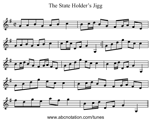 State Holder’s Jigg, The - staff notation