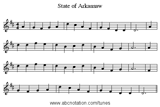 State of Arkansaw - staff notation