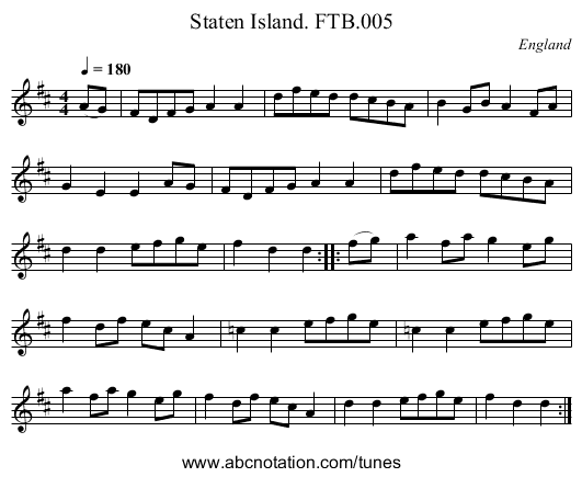 Staten Island. FTB.005 - staff notation