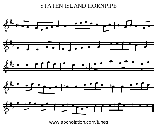STATEN ISLAND HORNPIPE - staff notation