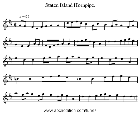 Staten Island Hornpipe. - staff notation