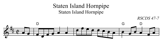 Staten Island Hornpipe - staff notation