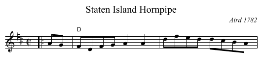 Staten Island Hornpipe - staff notation