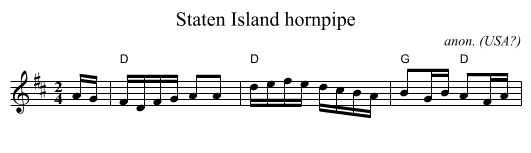Staten Island hornpipe - staff notation