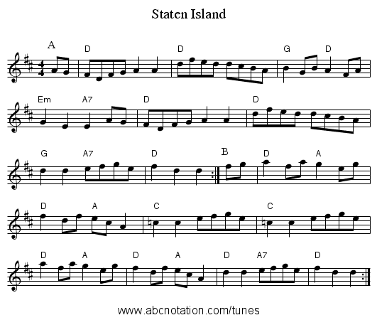 Staten Island - staff notation