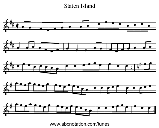 Staten Island - staff notation