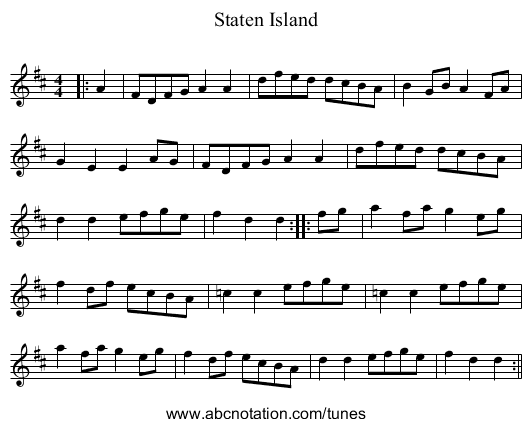 Staten Island - staff notation