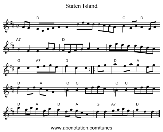 Staten Island - staff notation