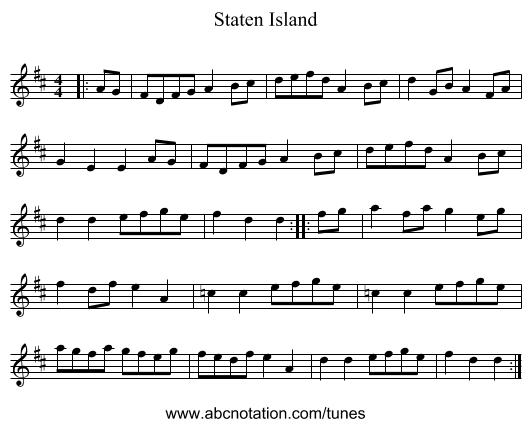Staten Island - staff notation