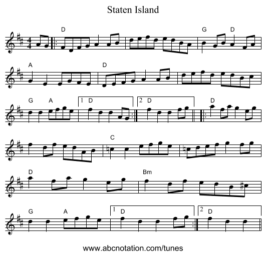 Staten Island - staff notation