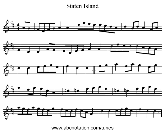 Staten Island - staff notation