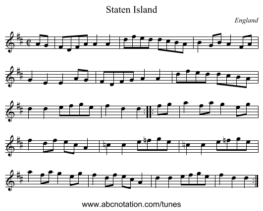 Staten Island - staff notation