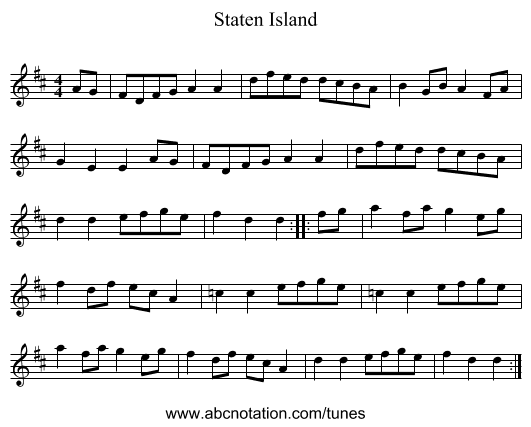Staten Island - staff notation