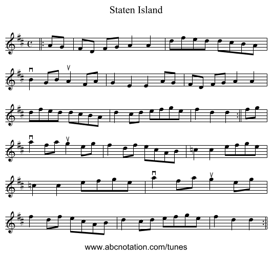 Staten Island - staff notation