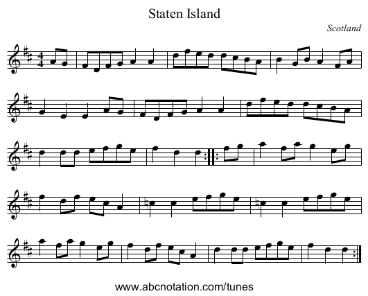 Staten Island - staff notation