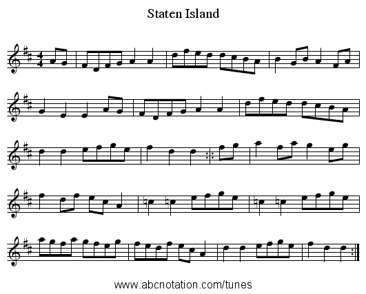 Staten Island - staff notation