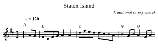 Staten Island - staff notation