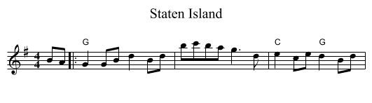 Staten Island - staff notation