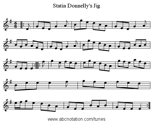 Statia Donnelly's Jig - staff notation