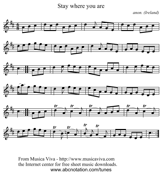 Stay where you are - staff notation