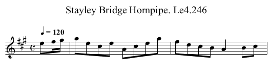 Stayley Bridge Hornpipe. Le4.246 - staff notation