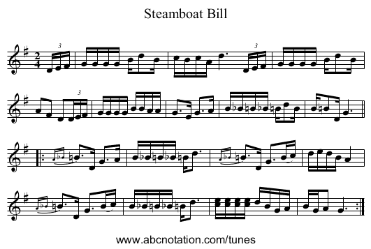Steamboat Bill - staff notation
