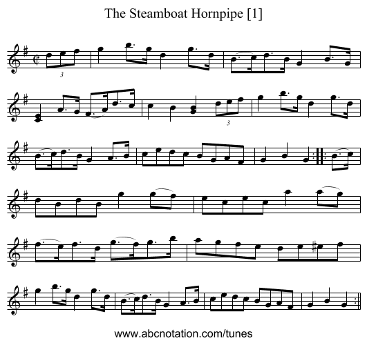 Steamboat Hornpipe [1], The - staff notation