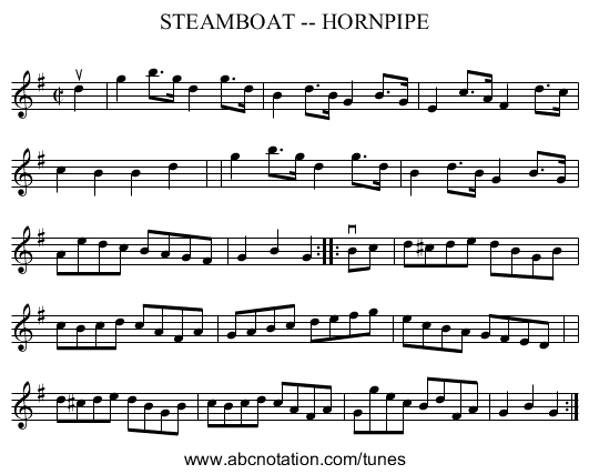 STEAMBOAT -- HORNPIPE - staff notation