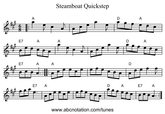 Steamboat Quickstep - staff notation